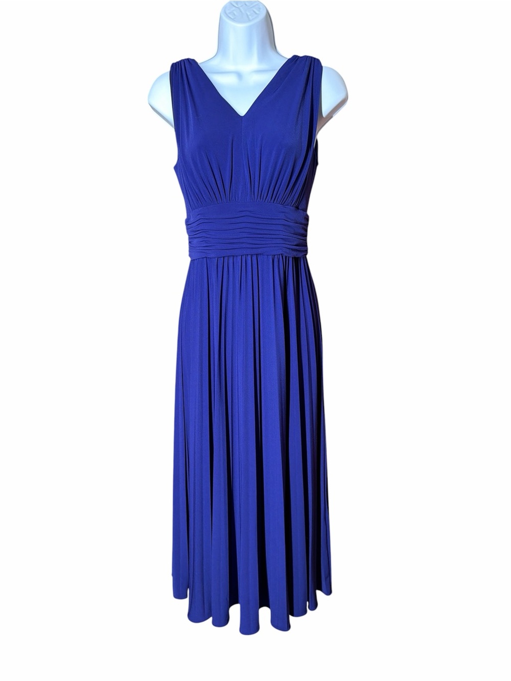Suzi Chin for Maggy Boutique Royal Blue Pleated Midi Dress